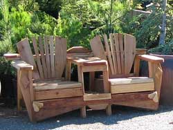 Adirondack Style Chairs and Table, attached