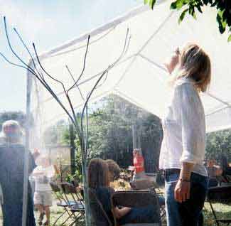 Imagine this is you, enjoying the misting tree on a scorching summer day..