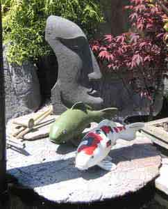 Koi Figures, Face  and Bamboo Spout
